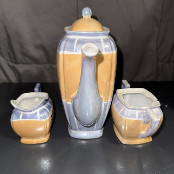 Lusterware Tea Set Made in Japan Floral Peach Luster Teapot Sugar Creamer Set - Picture 14 of 16